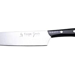 GC Enrique García Cuchillo Cocinero Profesional Japonés Santoku 18 cm Mango Micarta Negra Acero X50CrMOV15