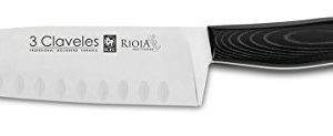 3 Claveles Rioja - Cuchillo Santoku alveolado, 18 cm, 7 pulgadas