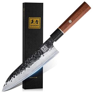 ENOKING Cuchillo Cocinero Profesional 20 cm, Cuchillos Japoneses de Acero de Alto Carbono, Cuchillos Cocina Profesional Forjados a Mano, Cuchillo Chef Ultra Afilado con Refuerzo de ébano Mango