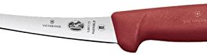 Victorinox Fibrox Cuchillo para deshuesar de 15 cm con hoja delgada, curvada y flexible, antideslizante, fabricado en acero inoxidable, color rojo