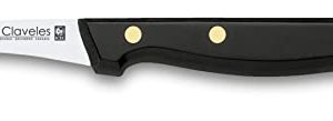 3 Claveles Pom Cuchillo mondador de 6 cm, Acero Inoxidable, Negro