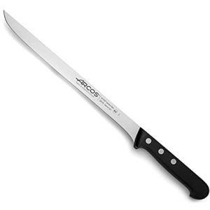 ARCOS Cuchillo Jamonero de Acero Inoxidable, Cuchillo para cortar jamón y carne, Mango ergonómico polioximetileno y Hoja 240 mm, Serie Universal, Color negro