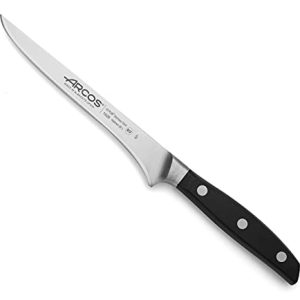 Arcos Cuchillo deshuesador 6 pulgadas con Hoja Acero Inoxidable Nitrum 160 mm, Cuchillo profesional para cortar huesos carne, Mango ergonómico polipropileno, Serie Manhattan, Color negro