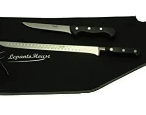 FERRETERIA LEPANTO Cuchillo jamonero Profesional alveolado forjado 41,5 cm, cuchillo deshuesador 29 cm, pinzas y cubre jamón, juego de cuchillos profesional de aleación molibdeno vanadio.