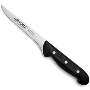 ARCOS Cuchillo deshuesador con Hoja Acero Inoxidable Nitrum 160 mm, Cuchillo profesional para cortar huesos y carne, Mango ergonómico polipropileno, Serie Maitre, Color negro