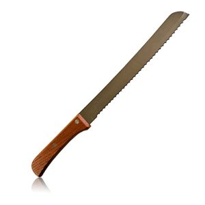 Raxint Cuchillo para pan, cuchillos cocina, cuchillo PROFESIONAL de acero inoxidable con mango de MADERA, gran sierra dentada de 210 mm, cuchillo cortador de cualquier tipo de pan