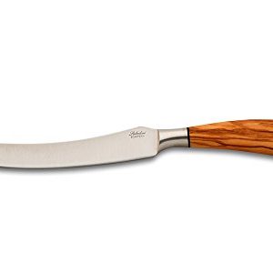 Cuchillo de salero cuchillo de queso 2 puntas artesanal de hoja forjada colección cocina madera de olivo