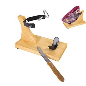 M MOONLIGHT JAMONERO tabla soporte Mini para Centros de jamón Serrano e Ibérico deshuesado + Cuchillo de regalo – Jamonero mini + Cuchillo – tabla de corte jamon.