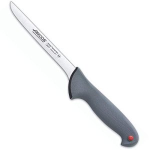 ARCOS Cuchillo deshuesador 6 pulgadas Acero Inoxidable Nitrum y Hoja 150 mm, Cuchillo carnicero profesional para cortar huesos carne, Mango ergonómico polipropileno, Serie Color Prof, Color negro