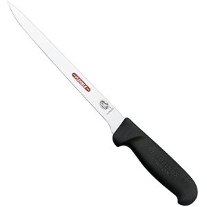 Victorinox Cuchillo de cocina, cuchillo para filetear flexible Fibrox de 20 cm, acero inoxidable, color negro, estándar