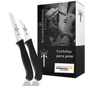 Schwertkrone 2 cuchillos para fruta y verdura curva y recta cuchilla madera ergonomico pelador - Cuchillo Mondador, Acero Inoxidable