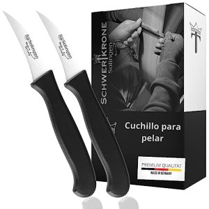 Solingen - Juego de 2 cuchillos curvados para verduras, cuchillo de cocina afilado, cuchillo pelador, cuchillo multiusos, acero inoxidable