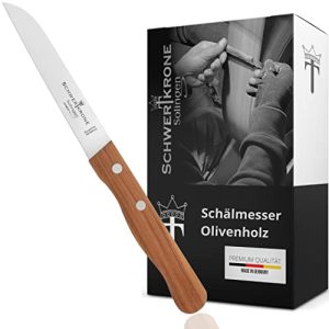 Schwertkrone cuchillo para fruta y verdura madera de olivo pelador - Cuchillo Mondador, Acero Inoxidable