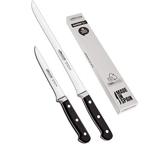 Arcos | Cuchillo Jamonero Cuchillo deshuesador | 2 Uds | Set Cuchillos jamoneros 250 mm y Cuchillo deshuesador (140 mm) jamonero Profesional | Cuchillo Carnicero Profesional | Eco