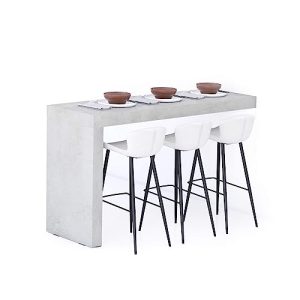 MOBILI FIVER, Península de Cocina Evolution 180x60, Cemento Gris, Made In Italy